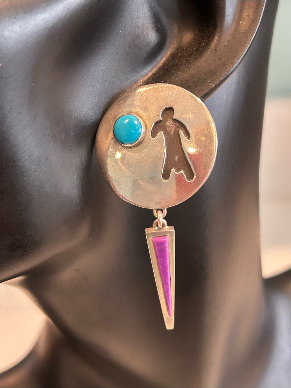 Vintage SW Sterling Turquoise & Sugalite Earrings
